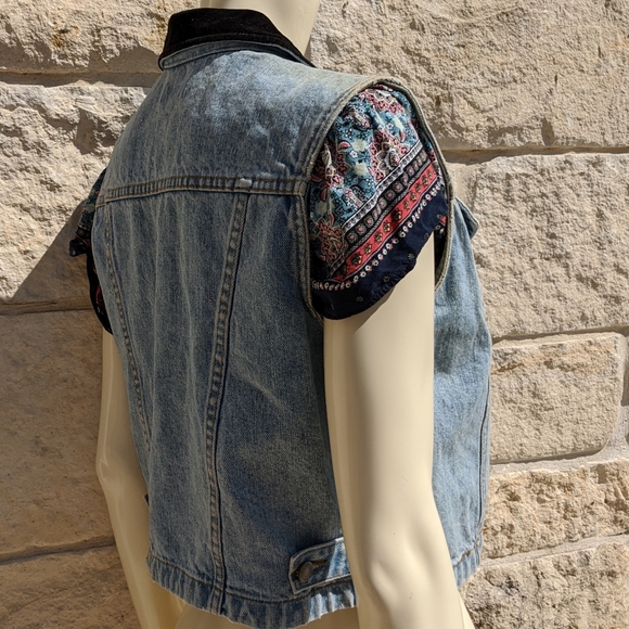 Jean Vest Jacket with Black Suede Collar Hot Trend - Picture 3 of 6